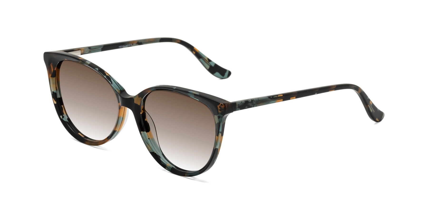 Angle of Maria in Orange Tortoise with Brown Gradient Lenses