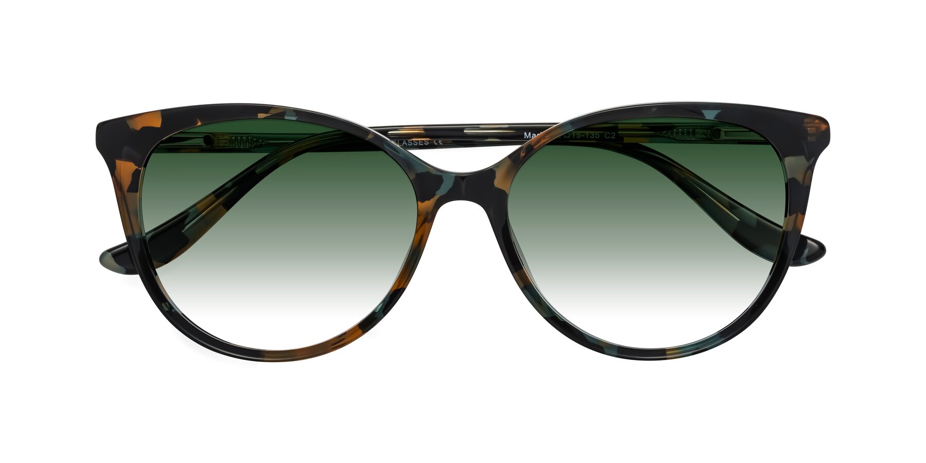 Folded Front of Maria in Orange Tortoise with Green Gradient Lenses