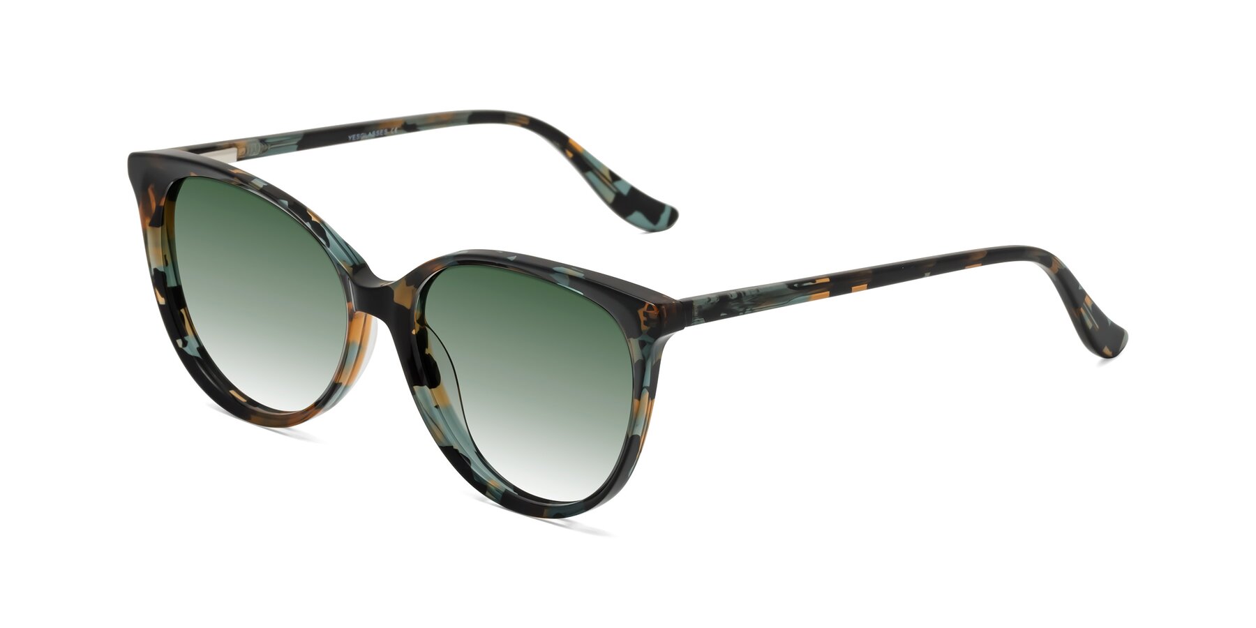 Angle of Maria in Orange Tortoise with Green Gradient Lenses