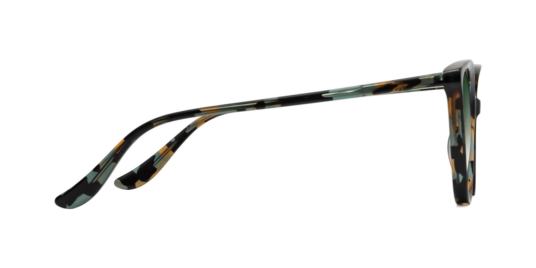 Side of Maria in Orange Tortoise with Green Gradient Lenses