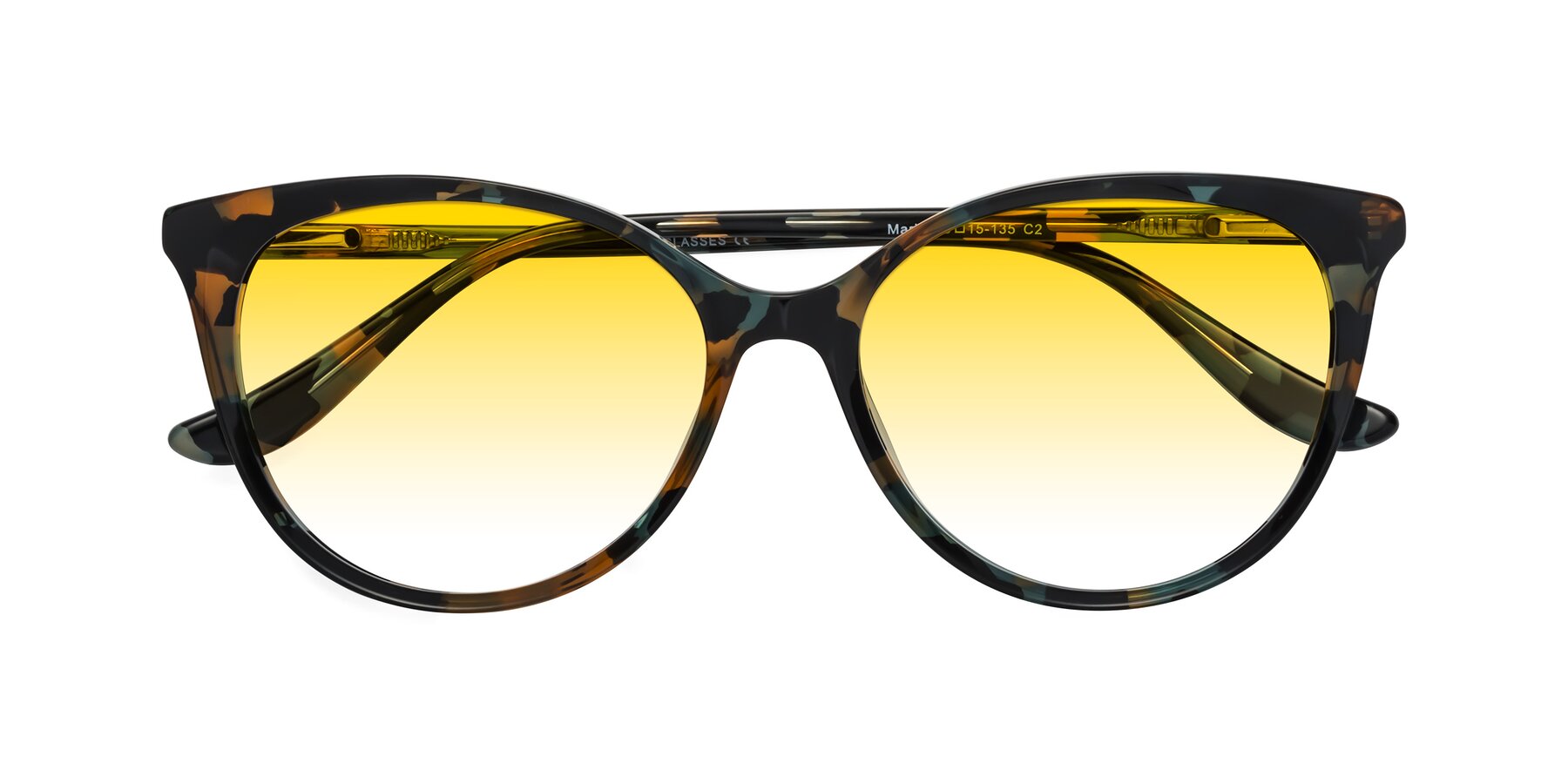 Folded Front of Maria in Orange Tortoise with Yellow Gradient Lenses