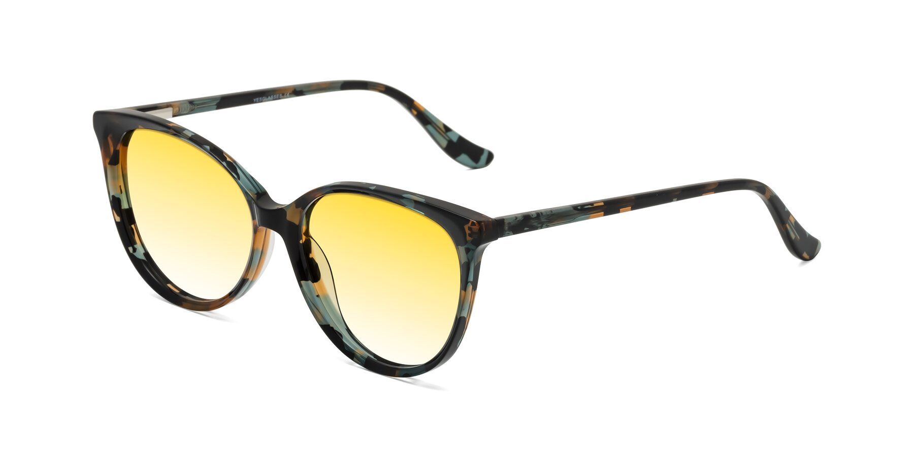 Angle of Maria in Orange Tortoise with Yellow Gradient Lenses