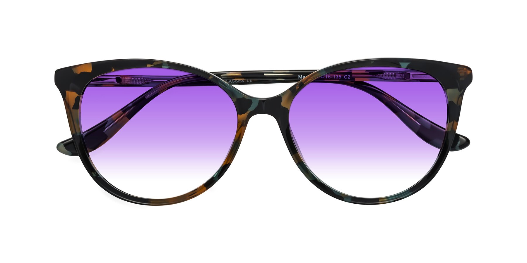 Folded Front of Maria in Orange Tortoise with Purple Gradient Lenses