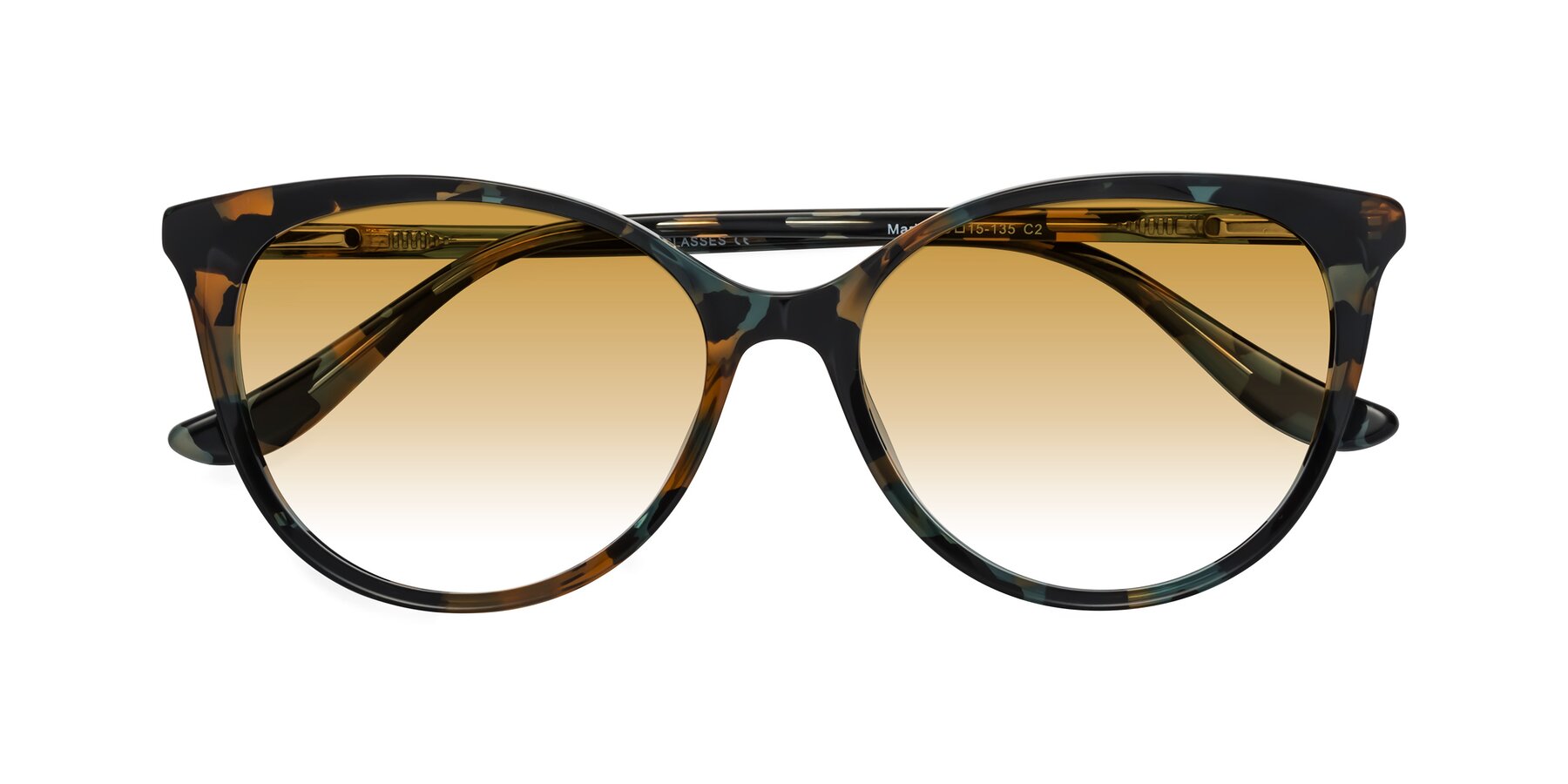 Folded Front of Maria in Orange Tortoise with Champagne Gradient Lenses