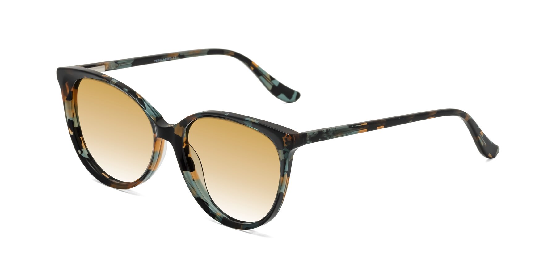 Angle of Maria in Orange Tortoise with Champagne Gradient Lenses