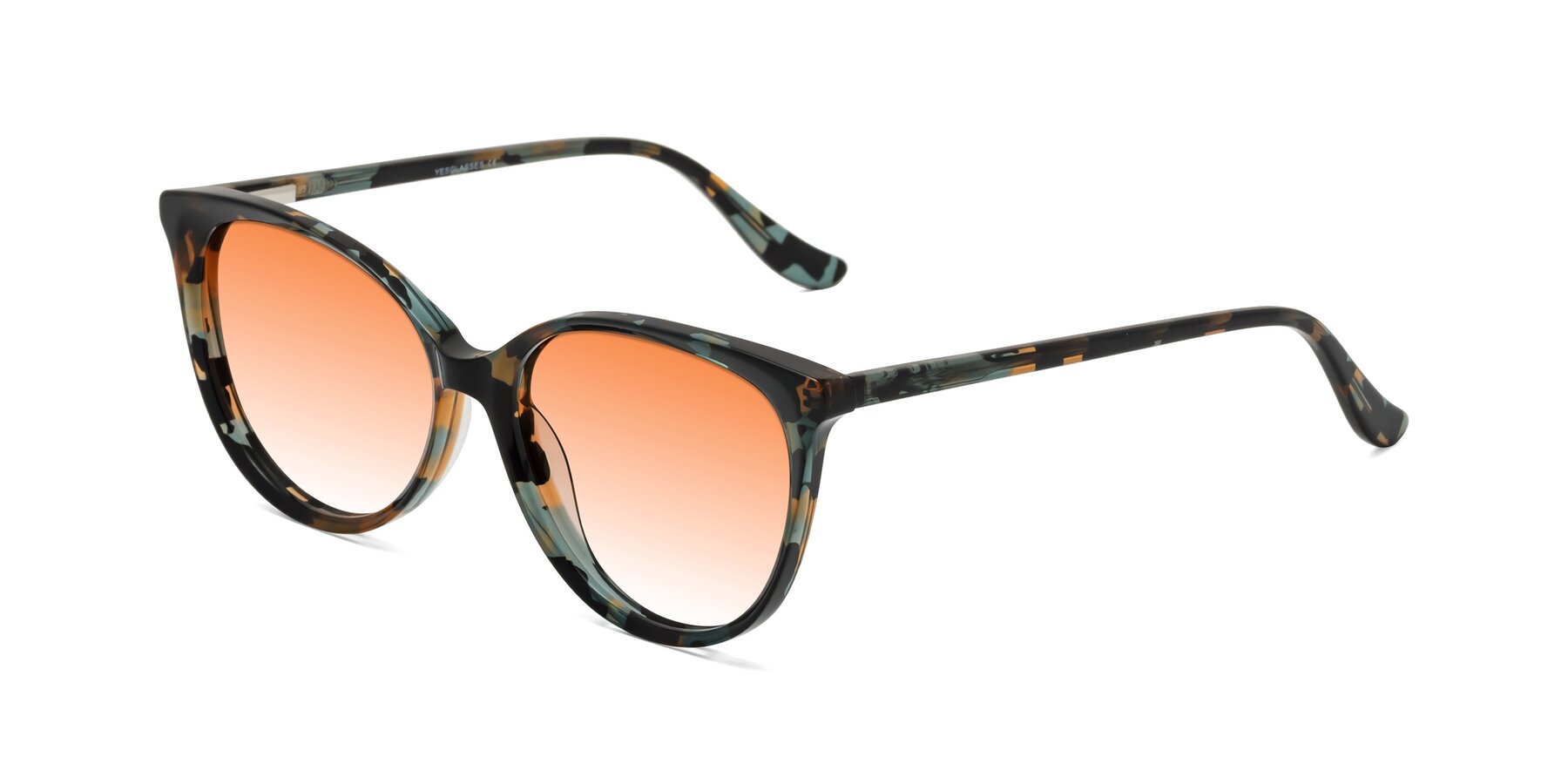 Angle of Maria in Orange Tortoise with Orange Gradient Lenses