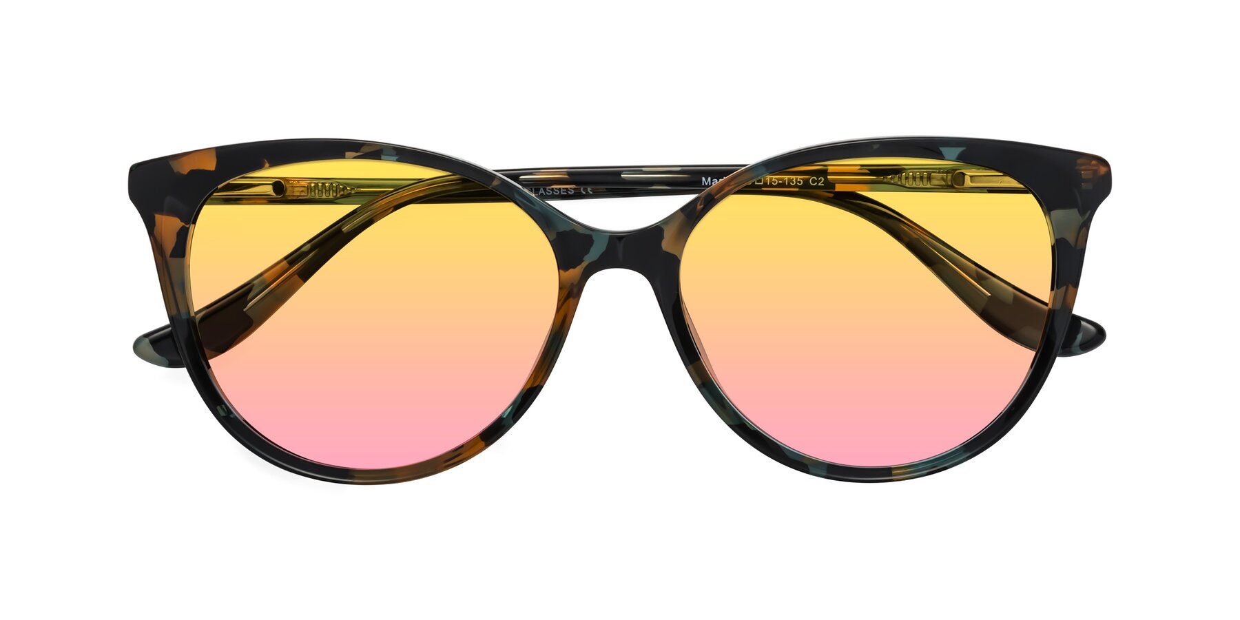 Folded Front of Maria in Orange Tortoise with Yellow / Pink Gradient Lenses