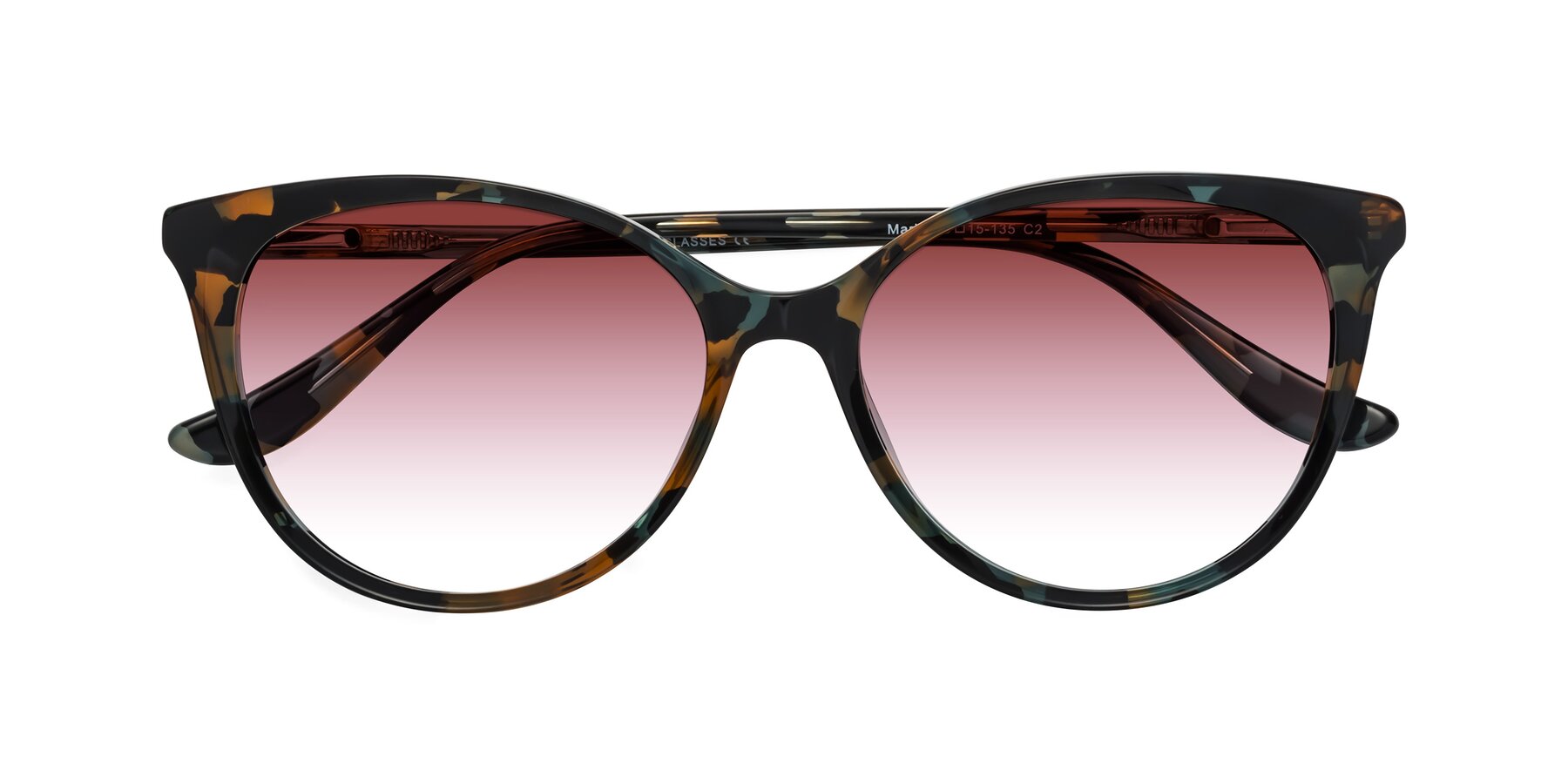 Folded Front of Maria in Orange Tortoise with Garnet Gradient Lenses