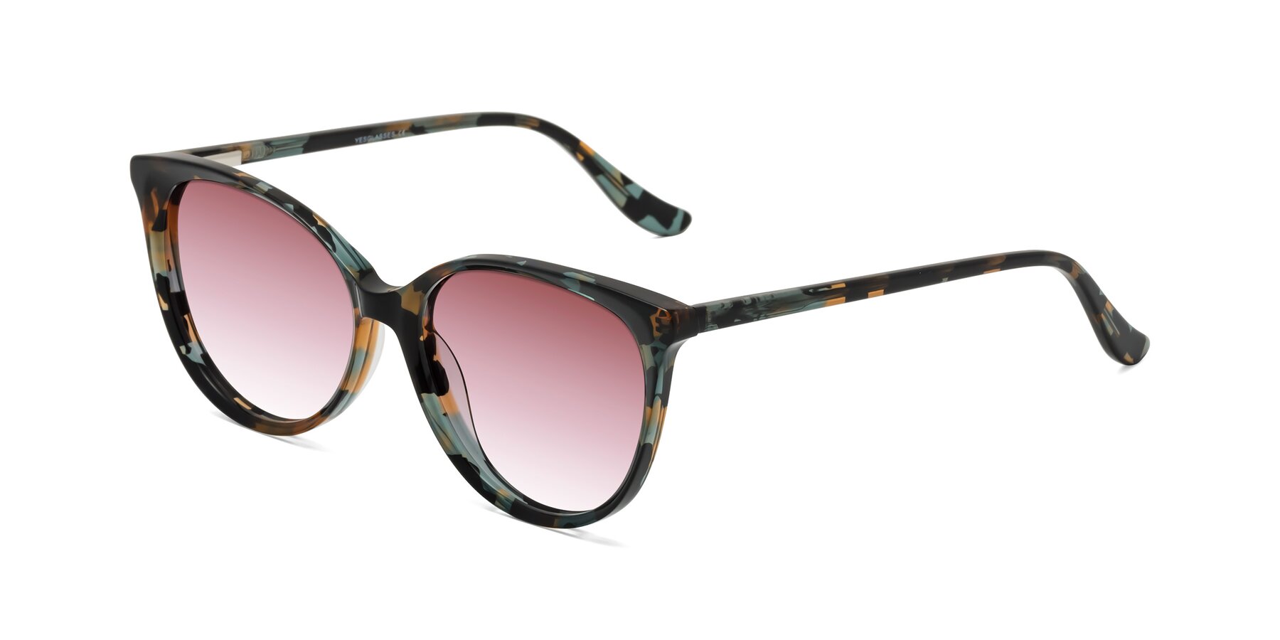 Angle of Maria in Orange Tortoise with Garnet Gradient Lenses