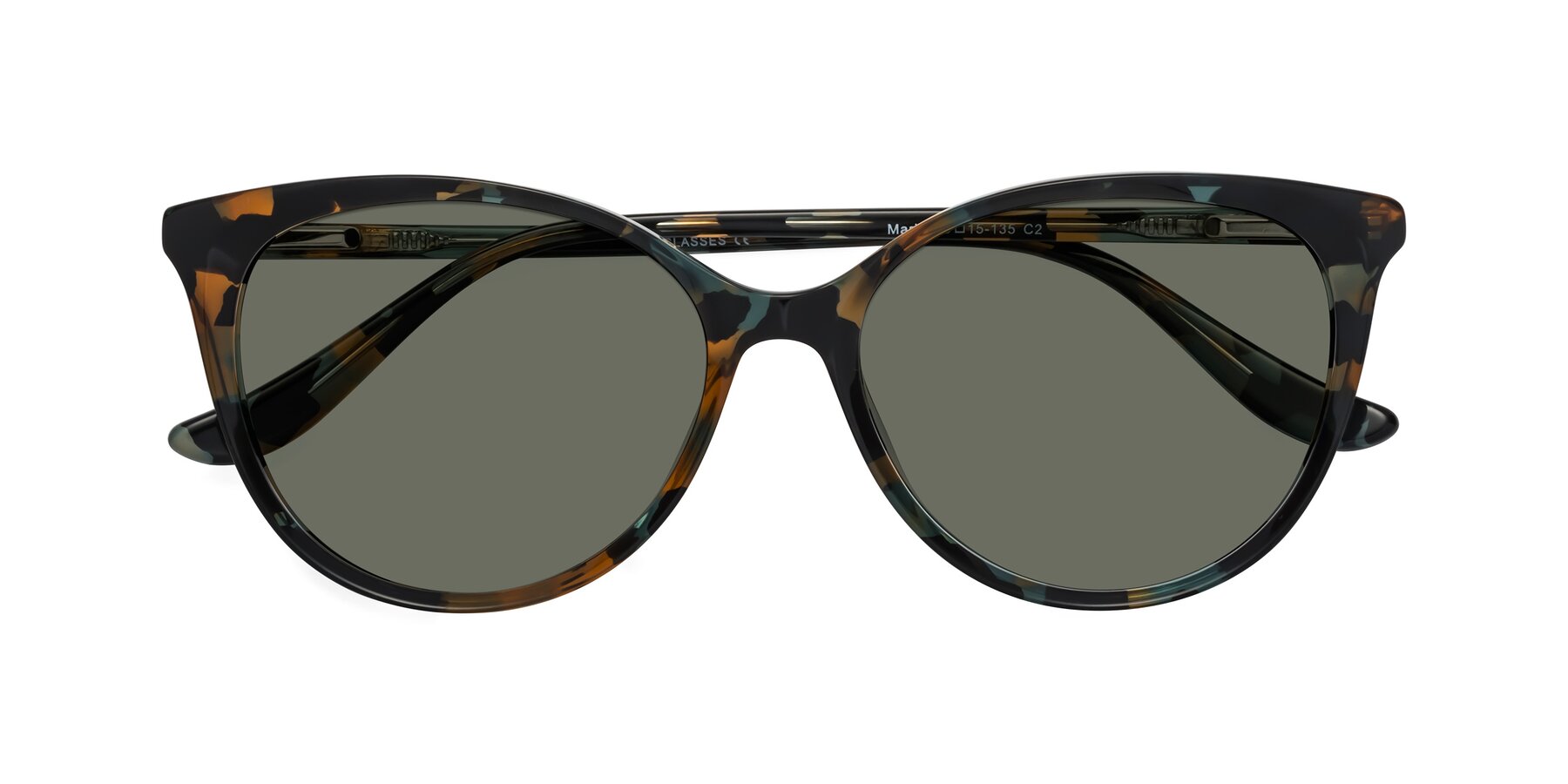 Folded Front of Maria in Orange Tortoise with Gray Polarized Lenses