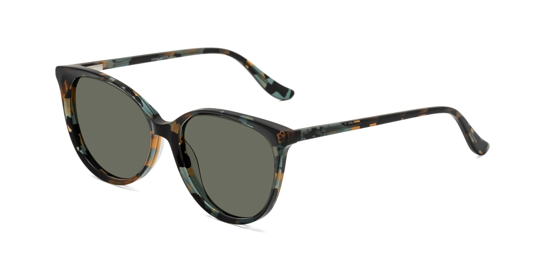 Angle of Maria in Orange Tortoise with Gray Polarized Lenses