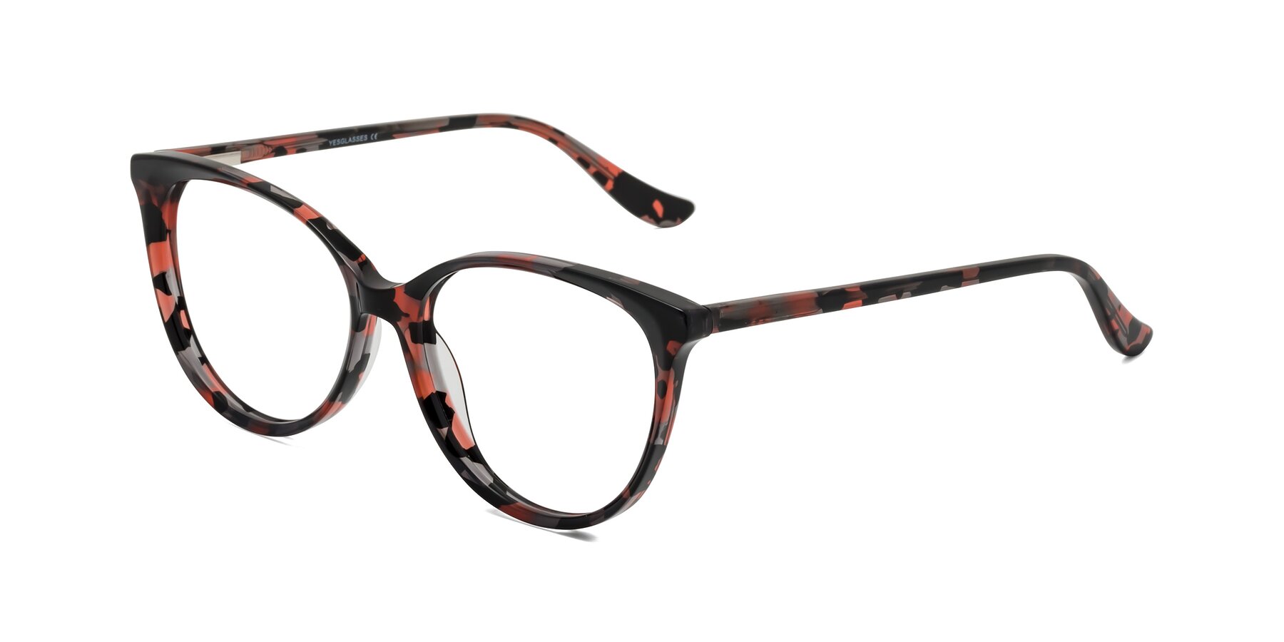 Angle of Maria in Red Tortoise with Clear Eyeglass Lenses