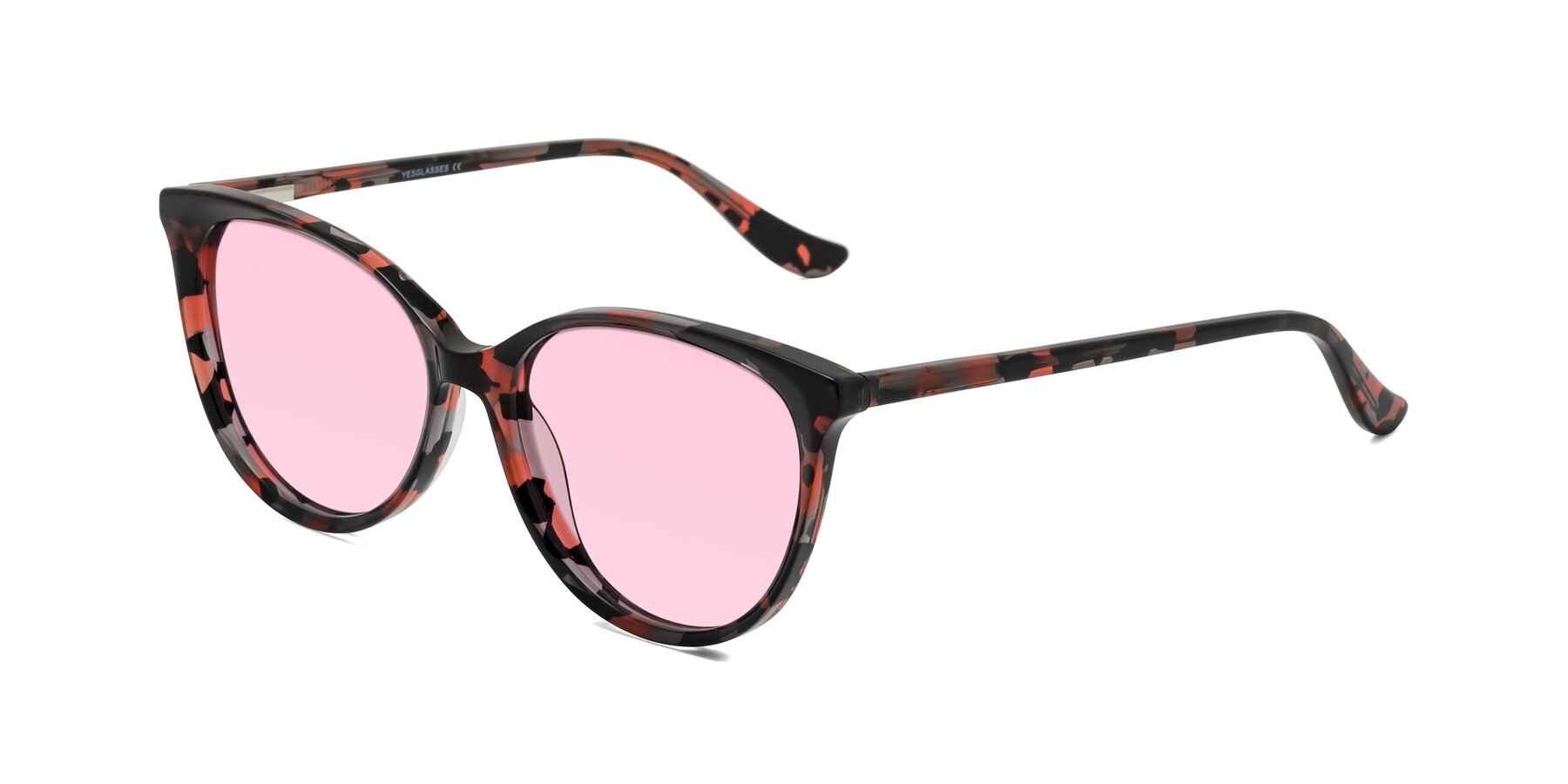 Angle of Maria in Red Tortoise with Light Pink Tinted Lenses