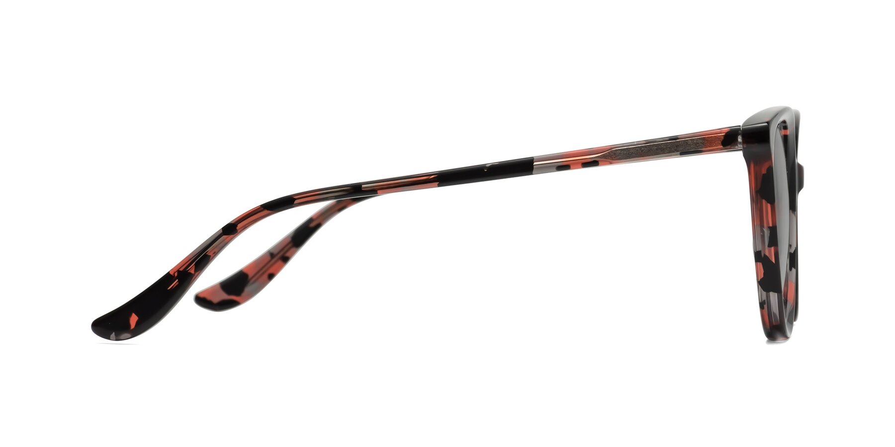 Side of Maria in Red Tortoise with Light Gray Tinted Lenses