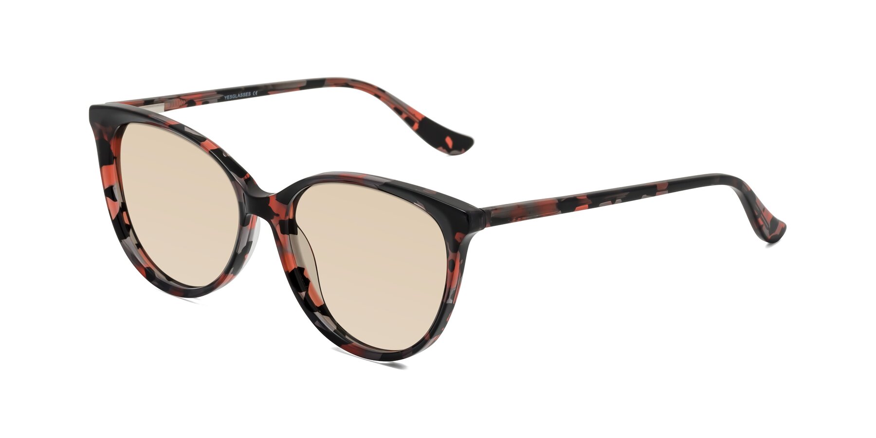 Angle of Maria in Red Tortoise with Light Brown Tinted Lenses