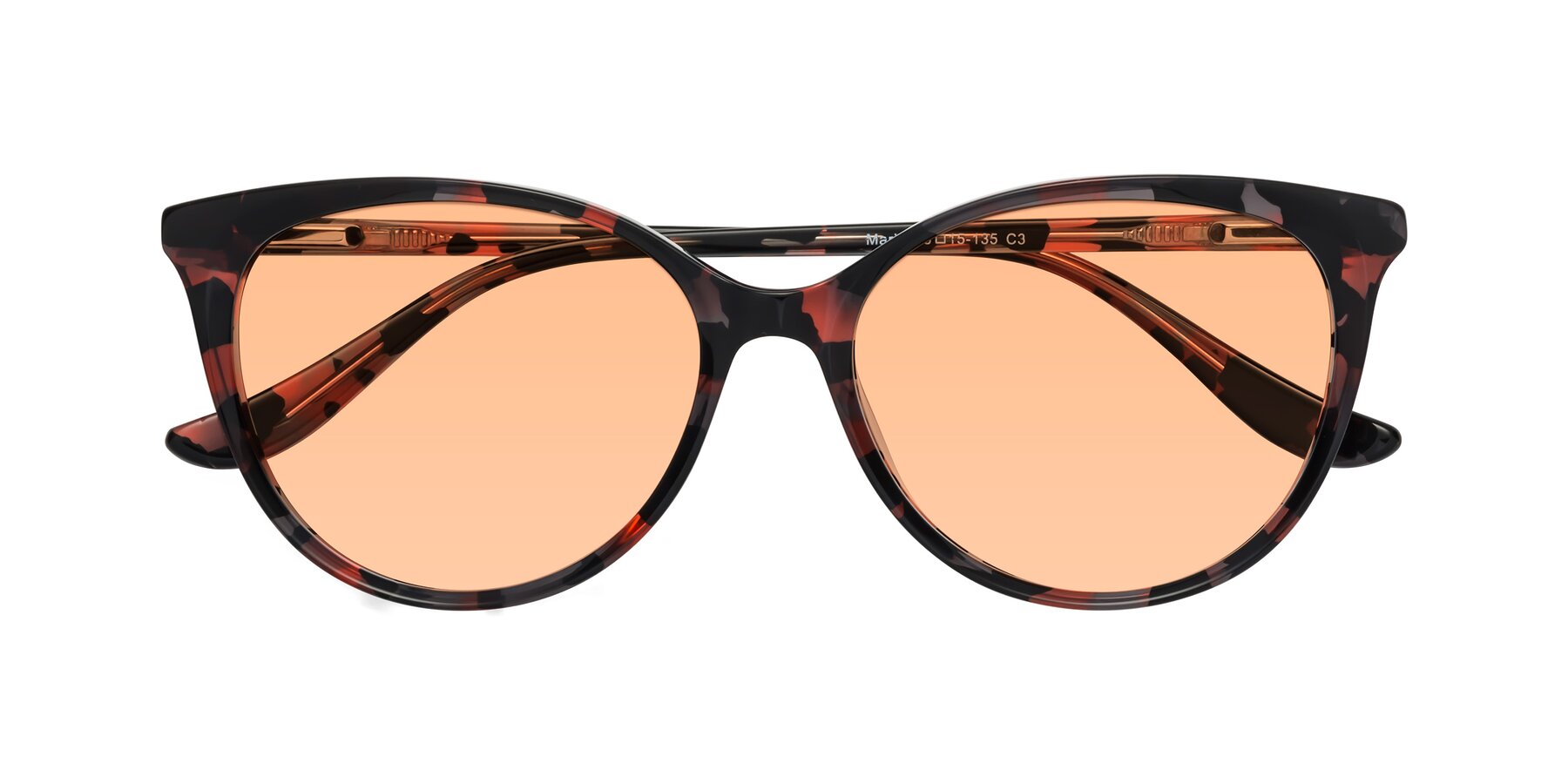 Folded Front of Maria in Red Tortoise with Light Orange Tinted Lenses