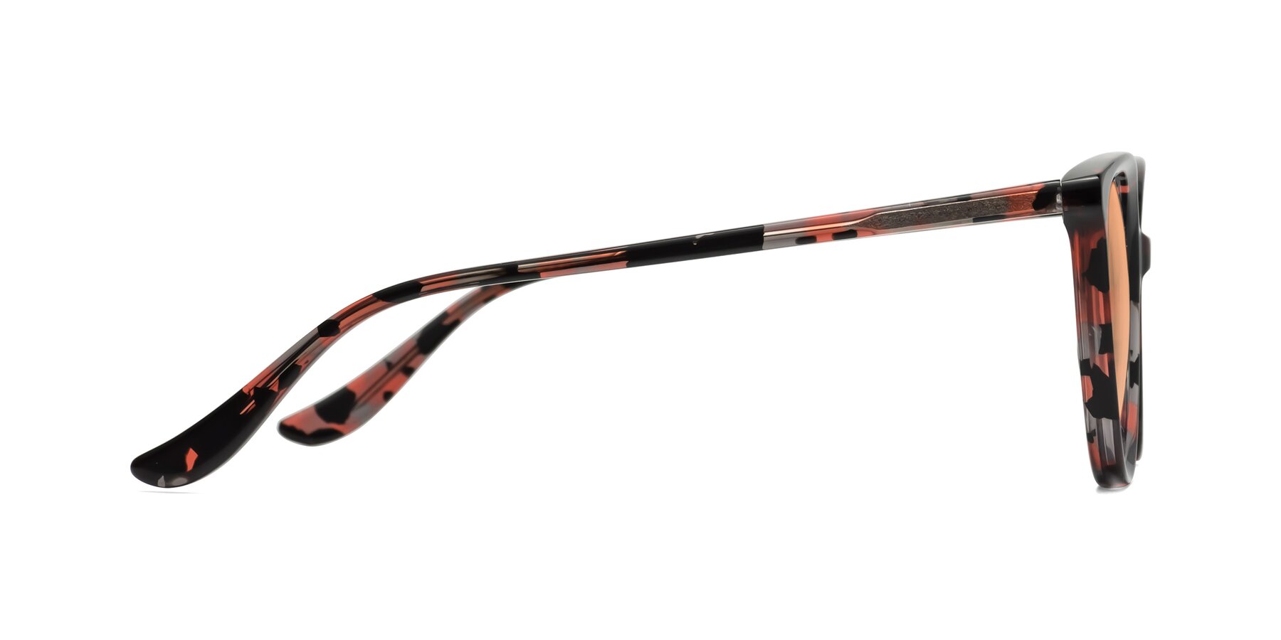 Side of Maria in Red Tortoise with Light Orange Tinted Lenses