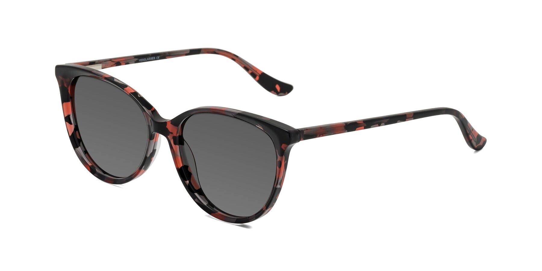 Angle of Maria in Red Tortoise with Medium Gray Tinted Lenses