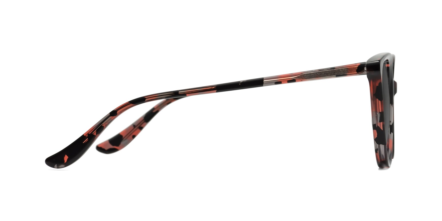 Side of Maria in Red Tortoise with Medium Gray Tinted Lenses