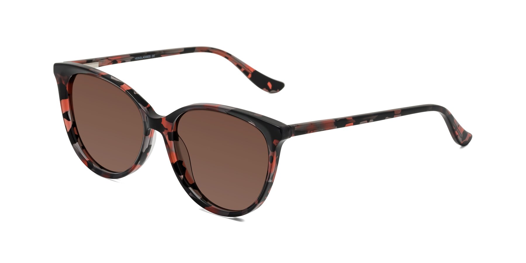 Angle of Maria in Red Tortoise with Brown Tinted Lenses