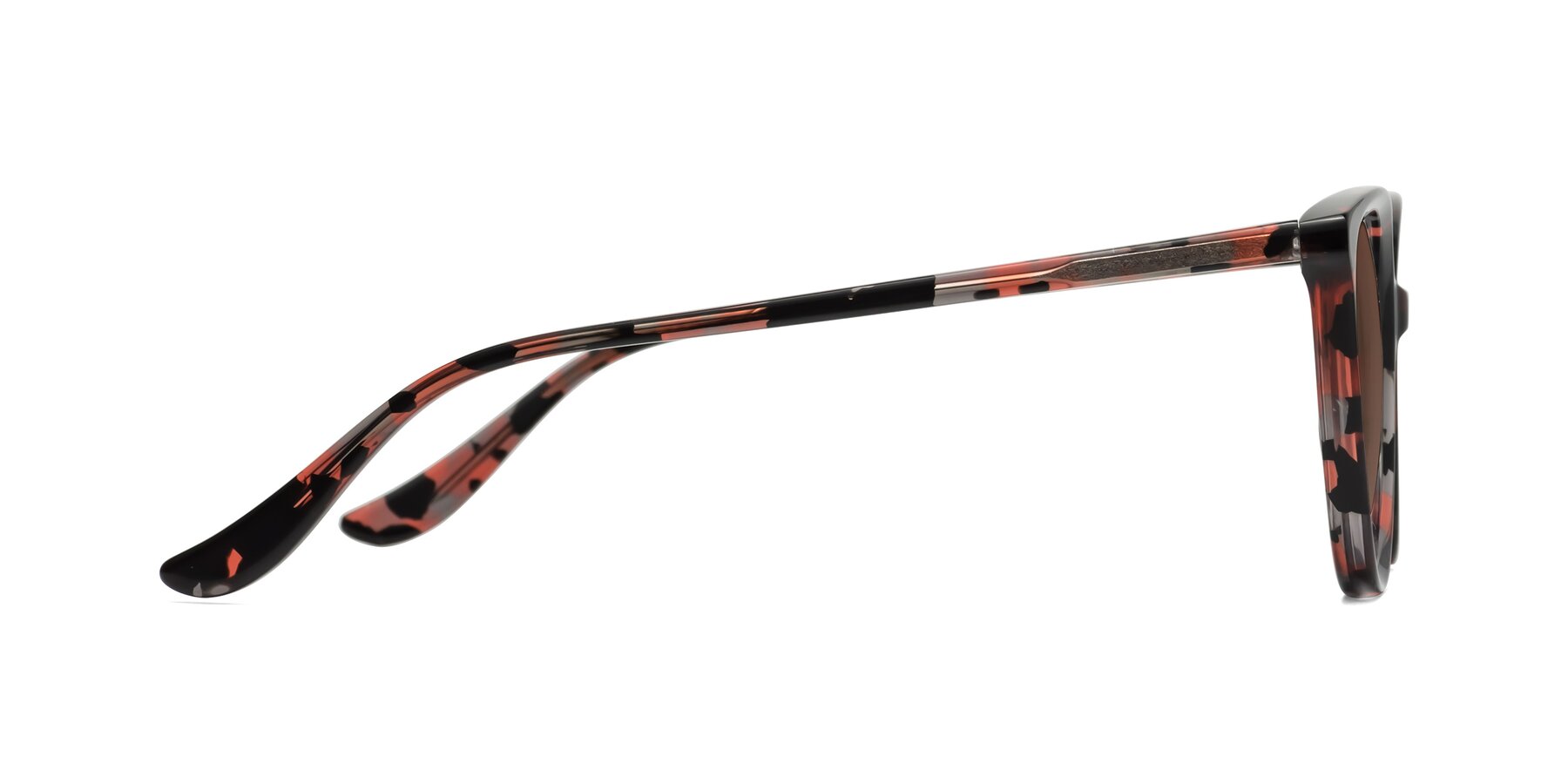 Side of Maria in Red Tortoise with Brown Tinted Lenses