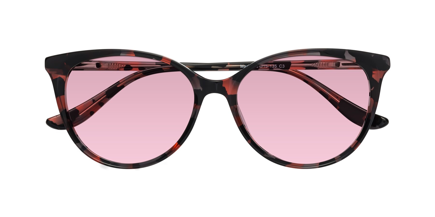 Folded Front of Maria in Red Tortoise with Light Wine Tinted Lenses