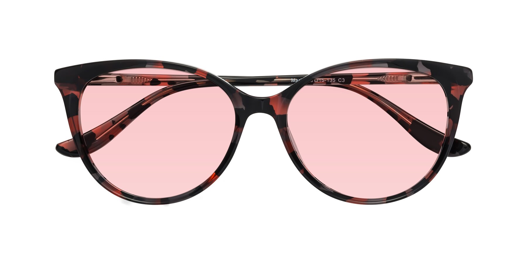 Folded Front of Maria in Red Tortoise with Light Garnet Tinted Lenses