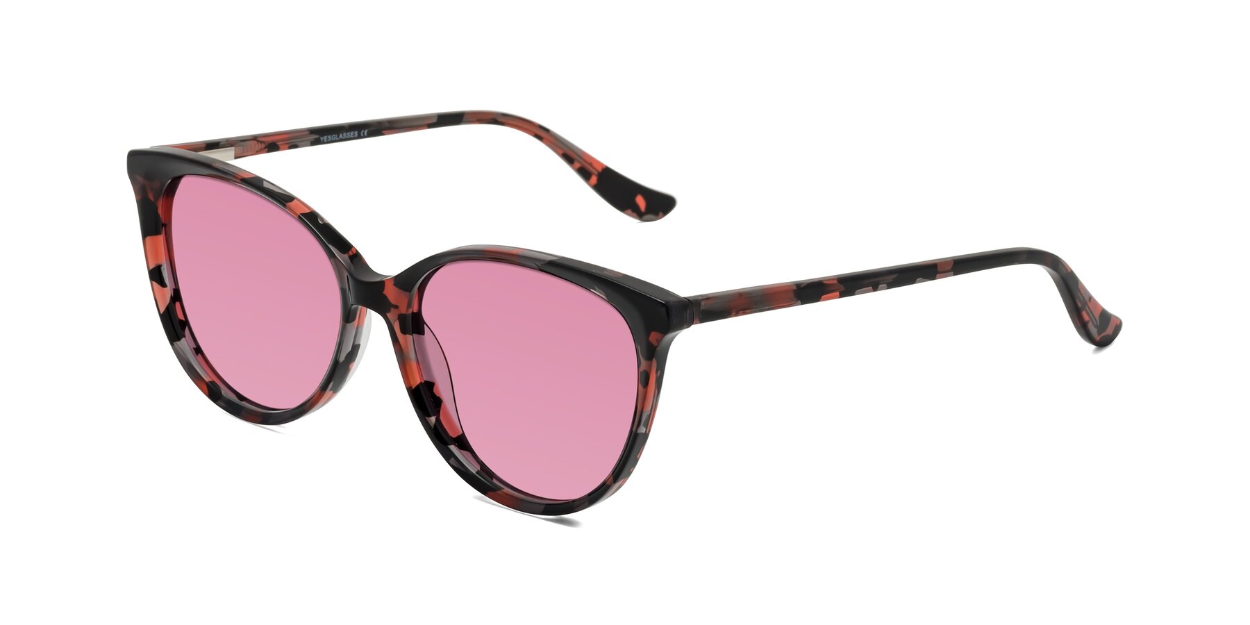 Angle of Maria in Red Tortoise with Medium Wine Tinted Lenses