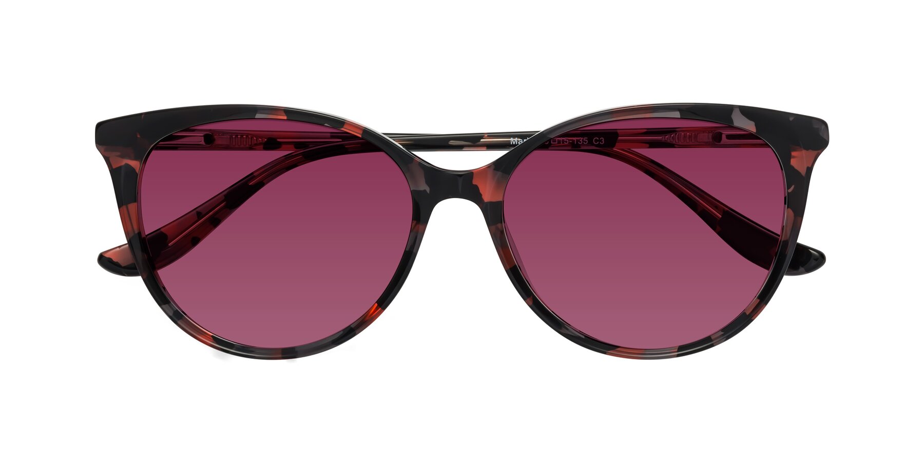 Folded Front of Maria in Red Tortoise with Wine Tinted Lenses