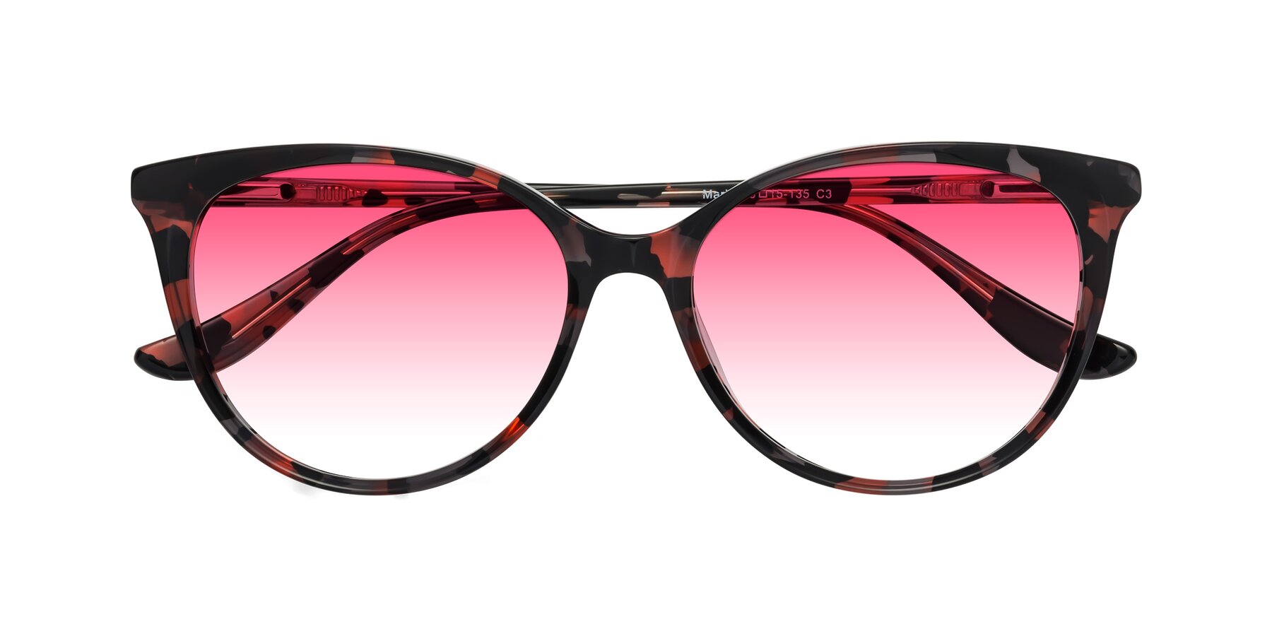 Folded Front of Maria in Red Tortoise with Pink Gradient Lenses