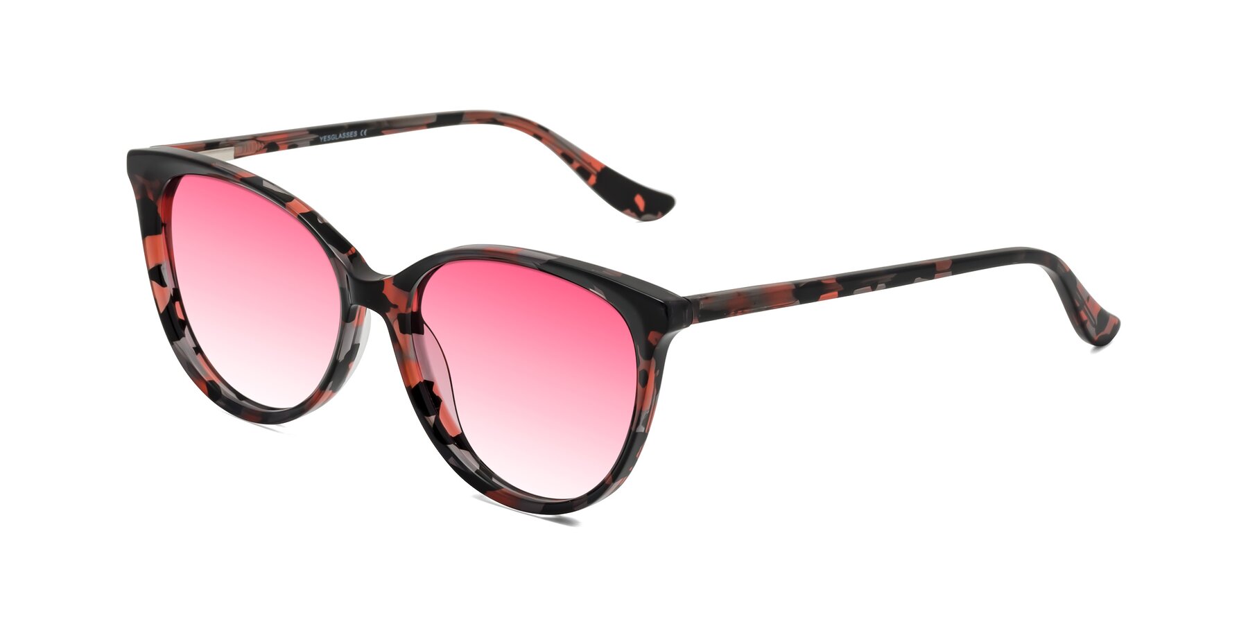 Angle of Maria in Red Tortoise with Pink Gradient Lenses