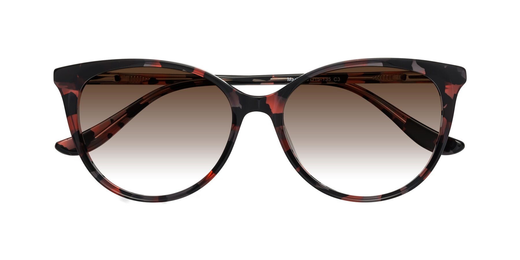 Folded Front of Maria in Red Tortoise with Brown Gradient Lenses