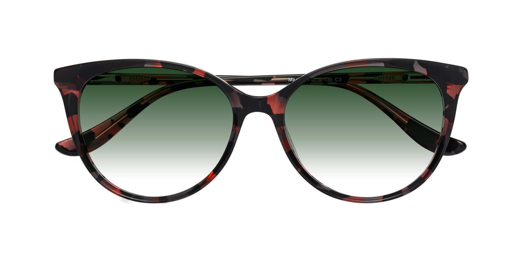 Folded Front of Maria in Red Tortoise with Green Gradient Lenses