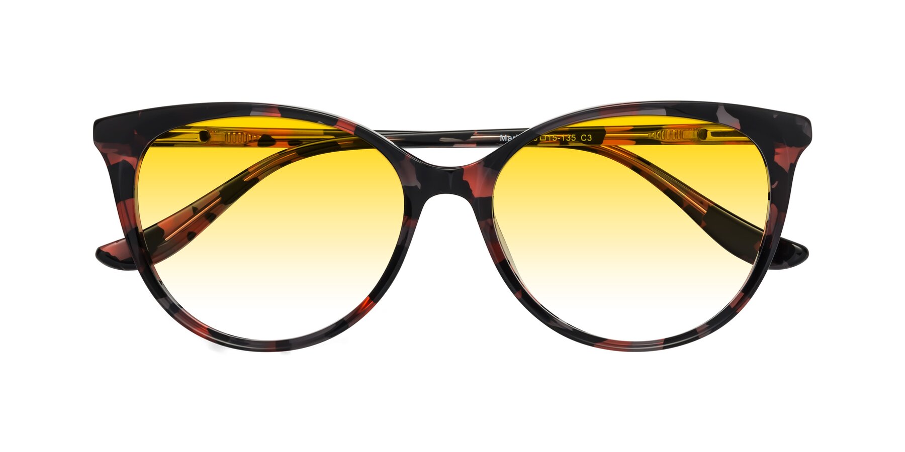 Folded Front of Maria in Red Tortoise with Yellow Gradient Lenses