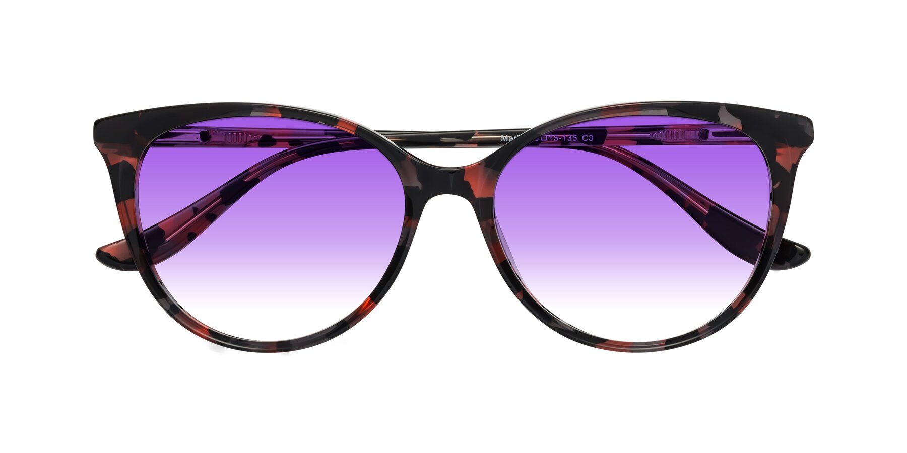 Folded Front of Maria in Red Tortoise with Purple Gradient Lenses