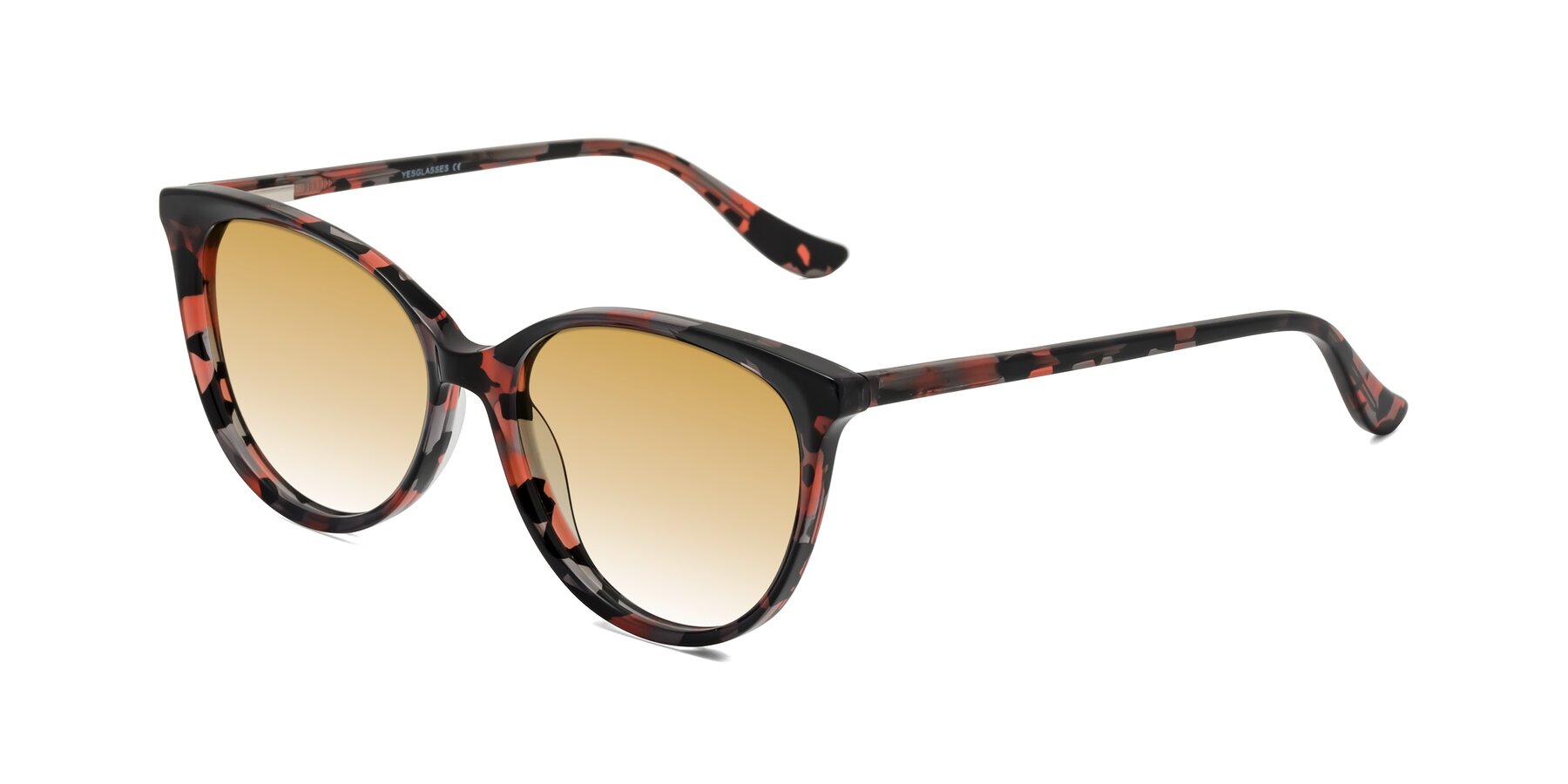 Angle of Maria in Red Tortoise with Champagne Gradient Lenses