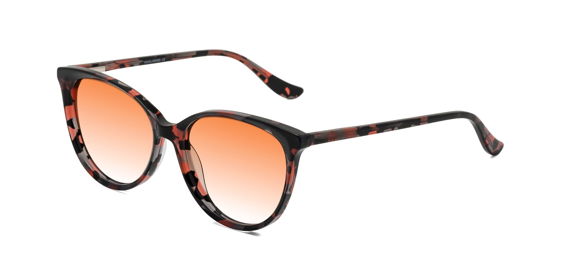 Angle of Maria in Red Tortoise with Orange Gradient Lenses