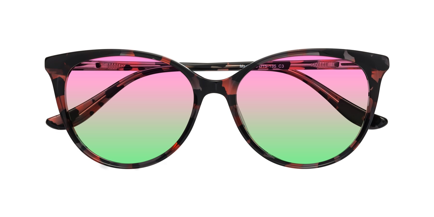 Folded Front of Maria in Red Tortoise with Pink / Green Gradient Lenses