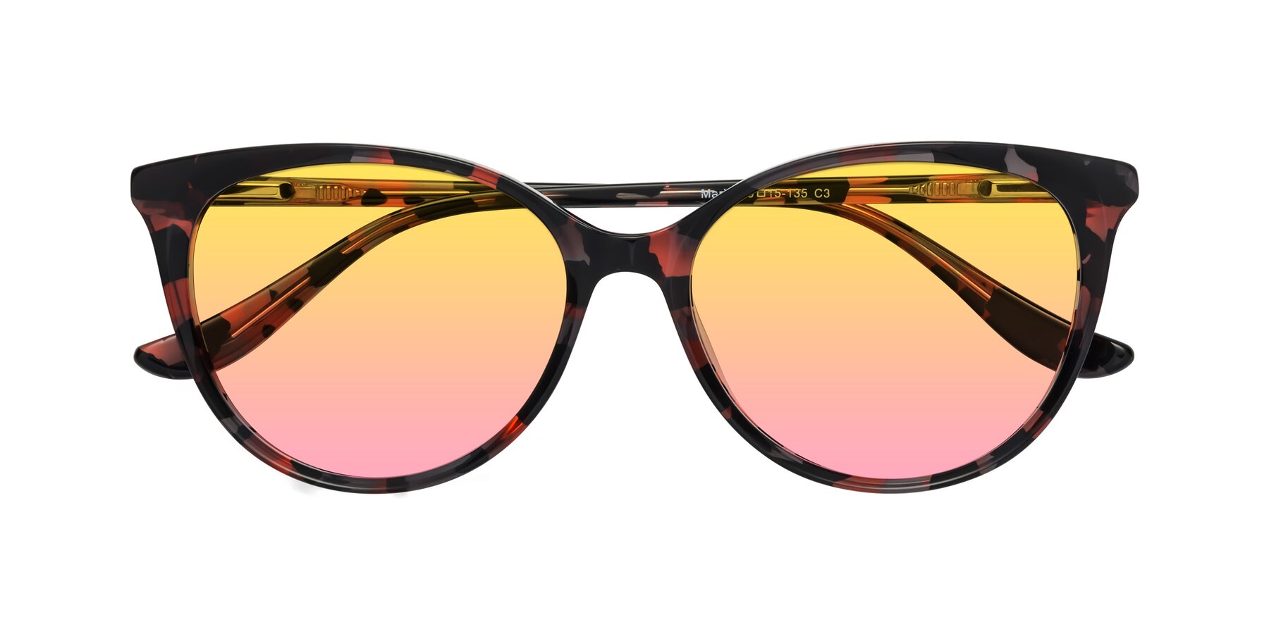 Folded Front of Maria in Red Tortoise with Yellow / Pink Gradient Lenses