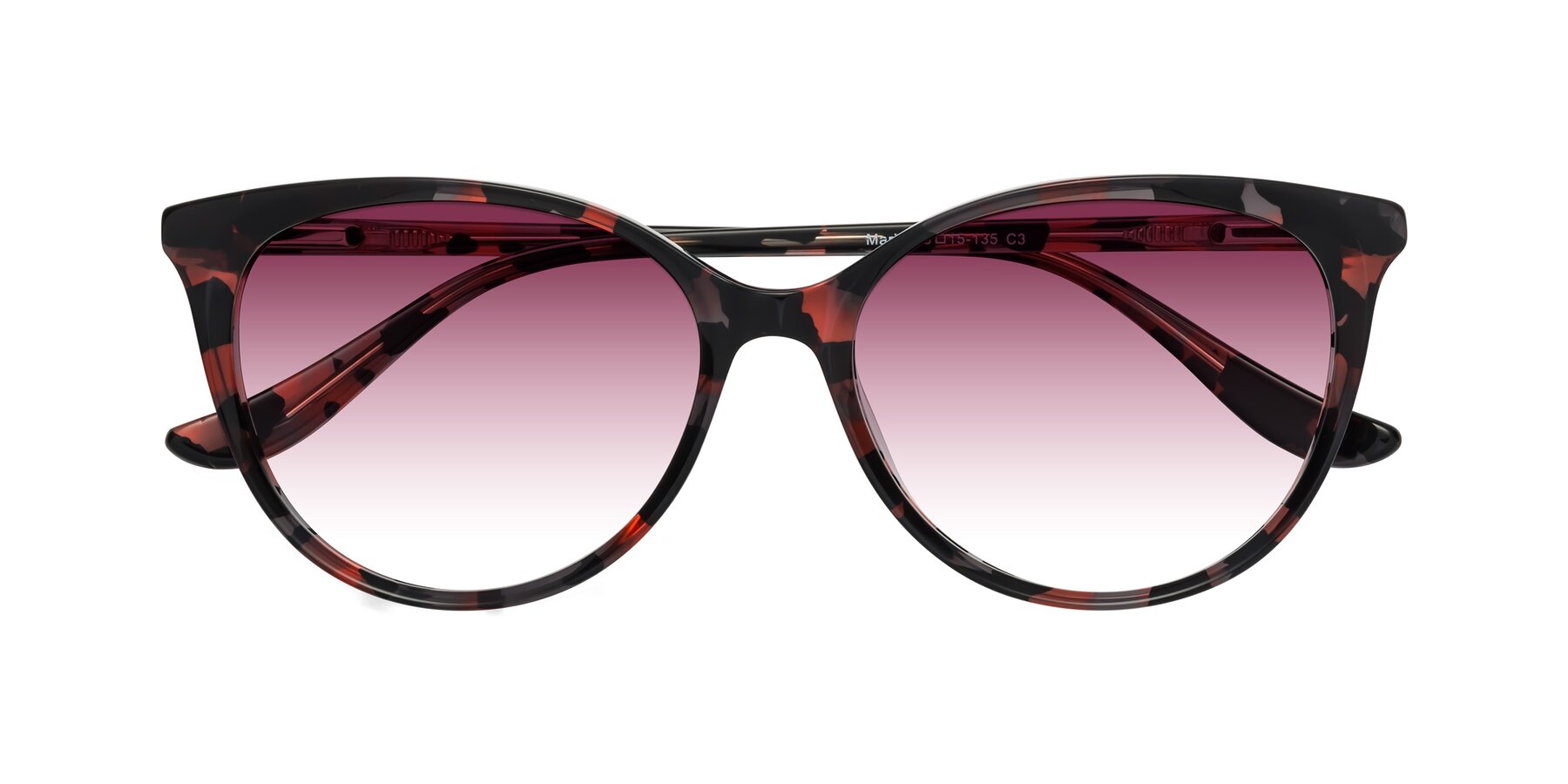 Folded Front of Maria in Red Tortoise with Wine Gradient Lenses