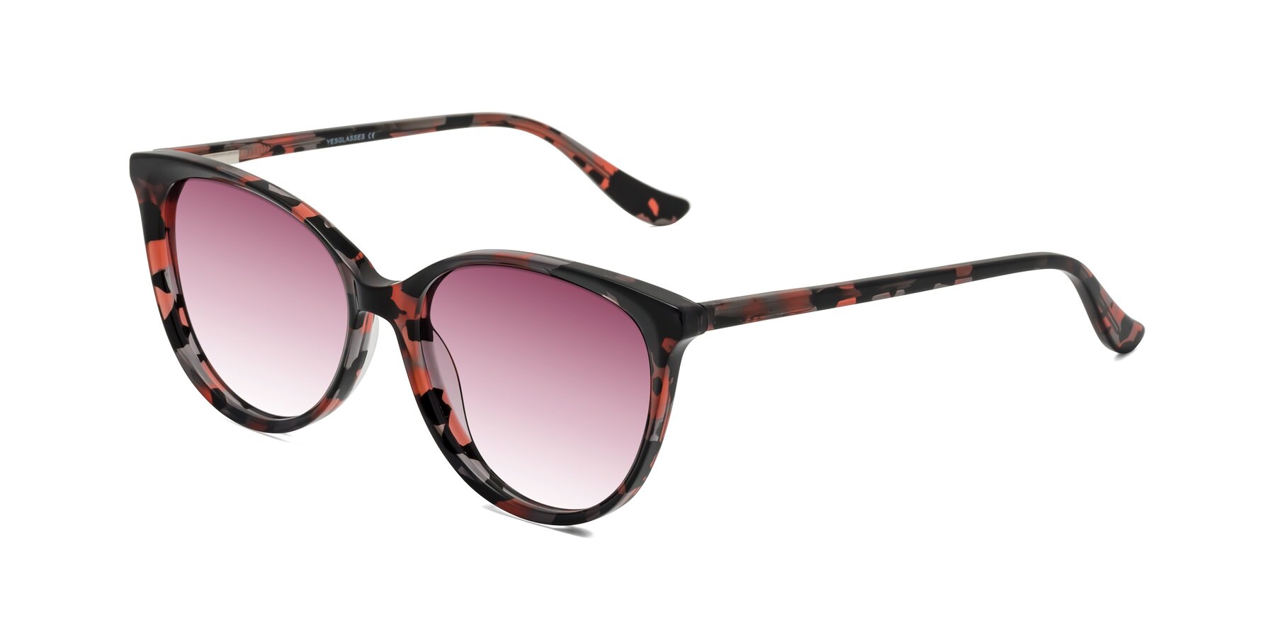 Angle of Maria in Red Tortoise with Wine Gradient Lenses