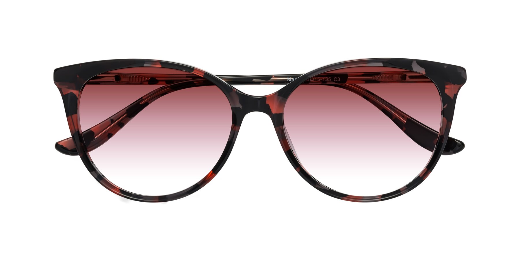 Folded Front of Maria in Red Tortoise with Garnet Gradient Lenses