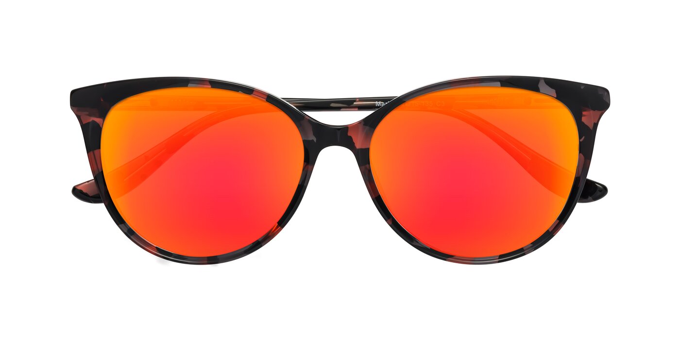 Maria - Red Tortoise Flash Mirrored Sunglasses