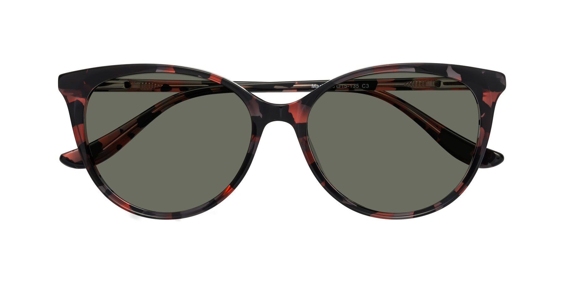 Folded Front of Maria in Red Tortoise with Gray Polarized Lenses