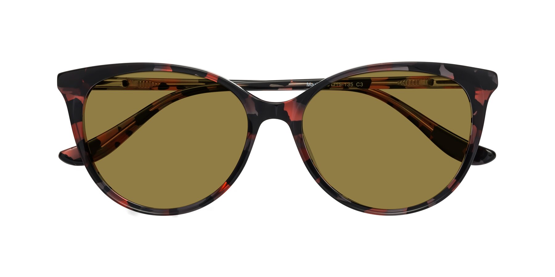 Folded Front of Maria in Red Tortoise with Brown Polarized Lenses