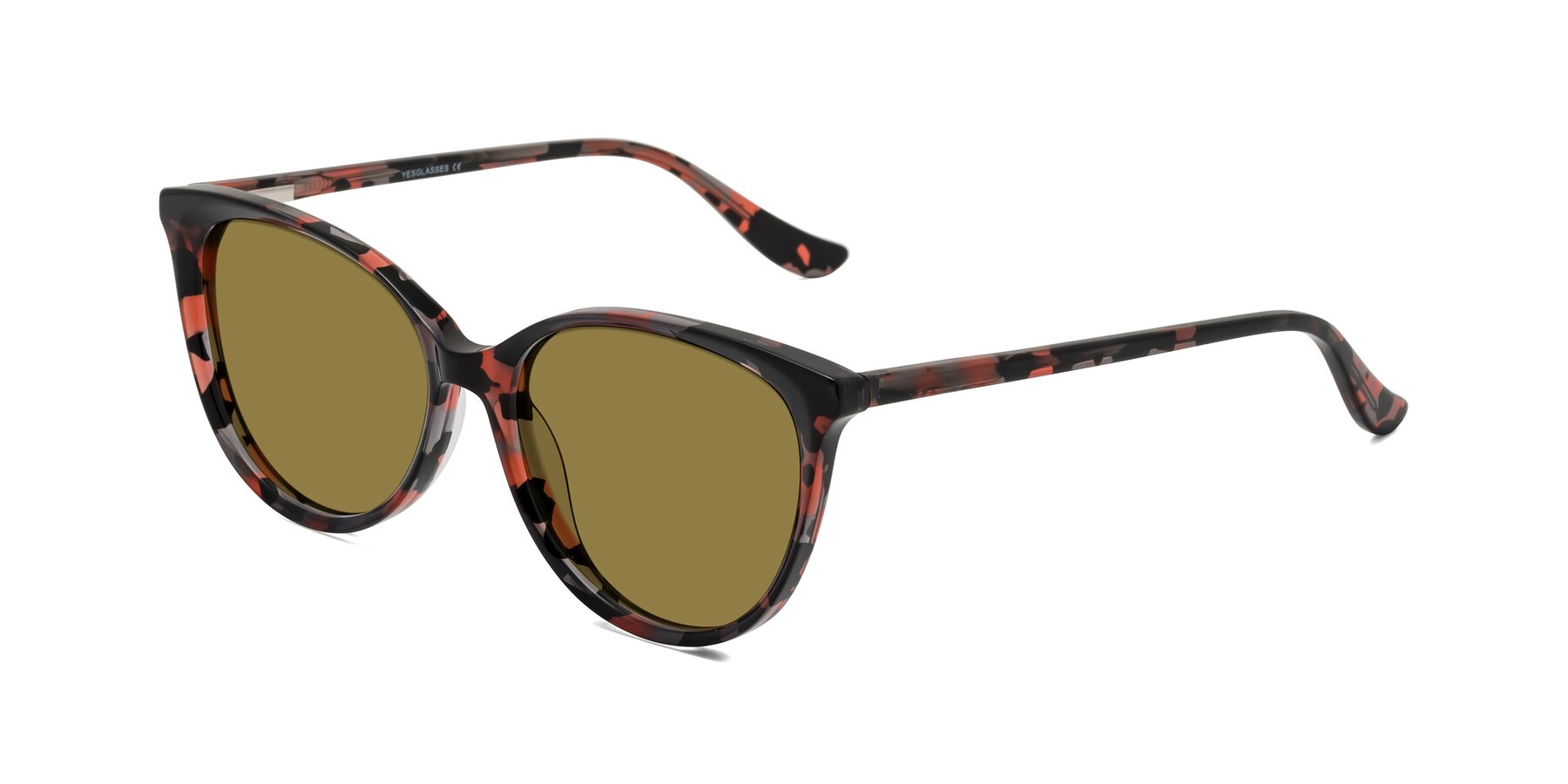 Angle of Maria in Red Tortoise with Brown Polarized Lenses