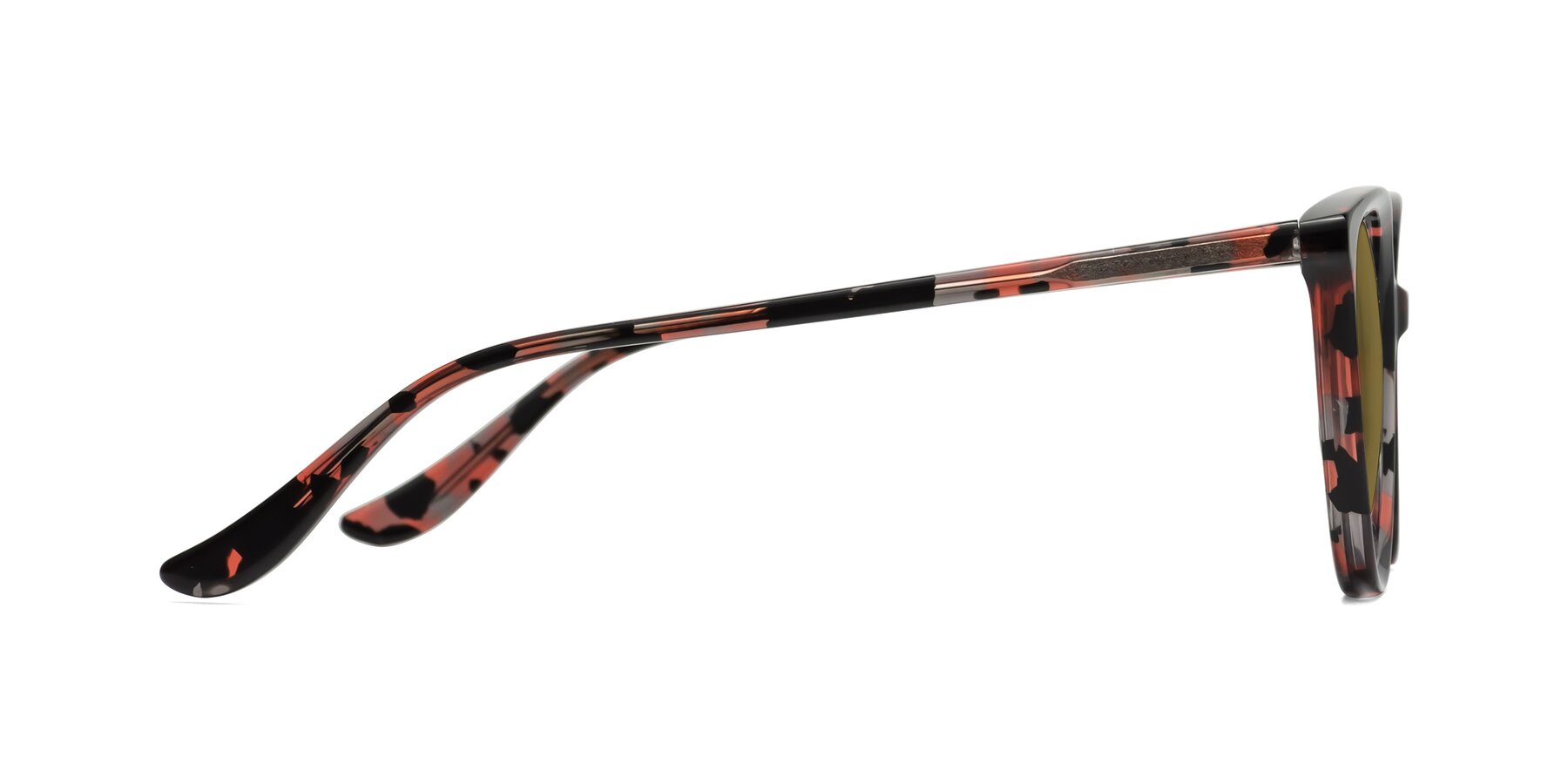 Side of Maria in Red Tortoise with Brown Polarized Lenses