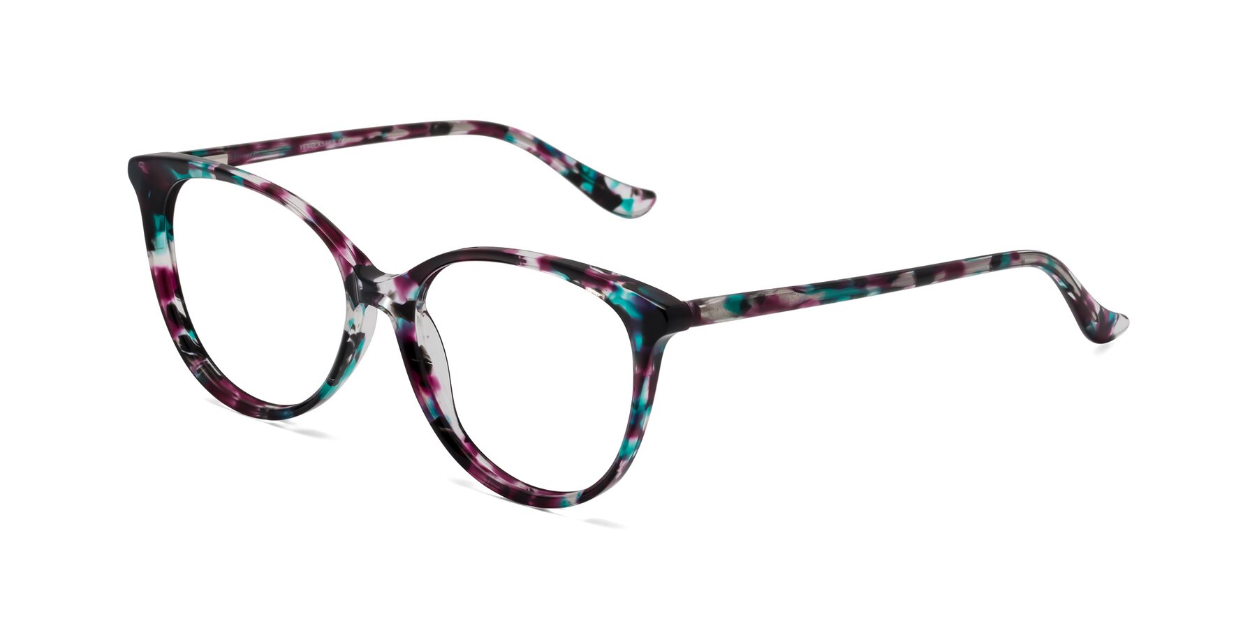 Angle of Maria in Floral Tortoise with Clear Eyeglass Lenses