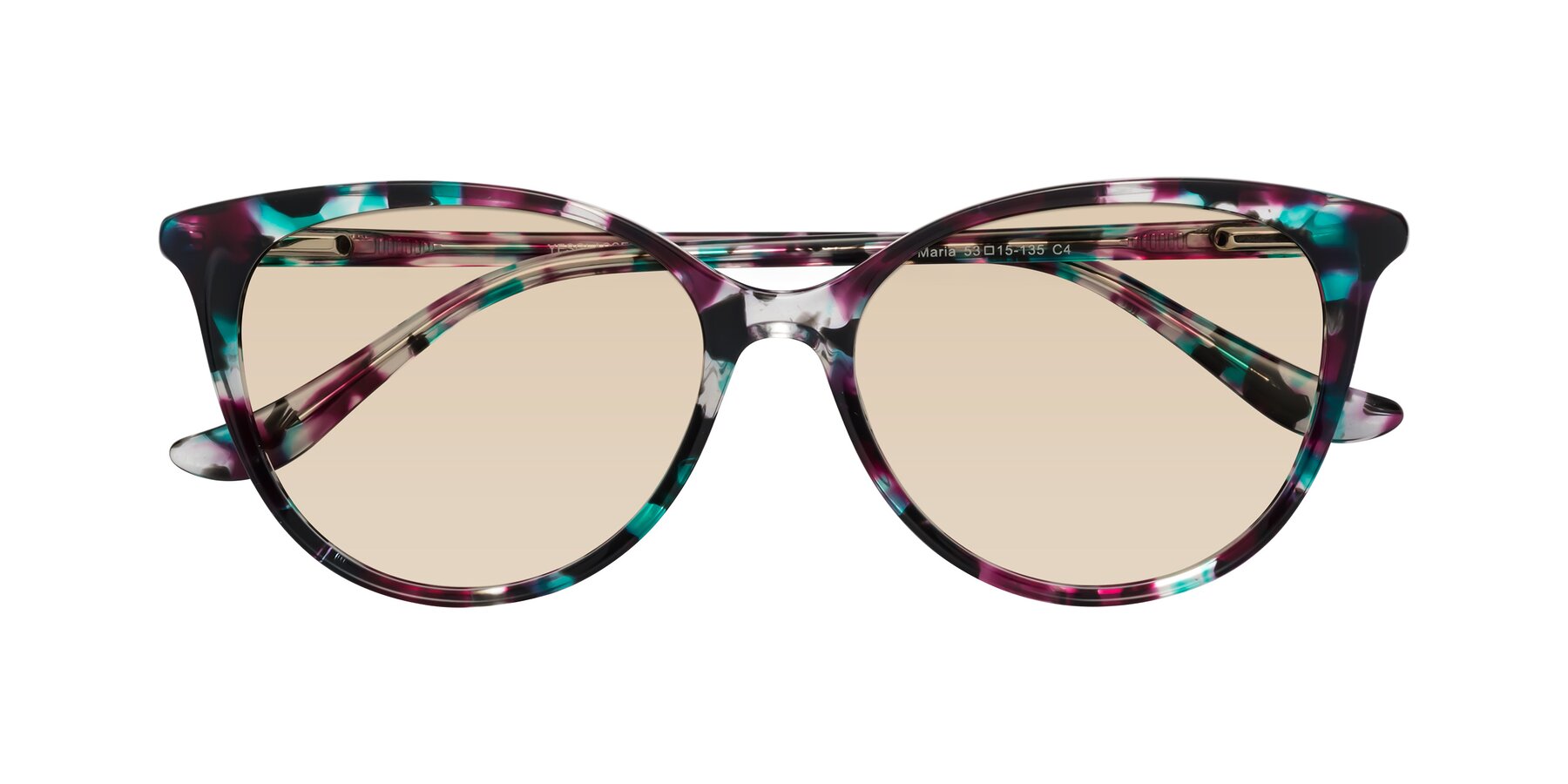 Folded Front of Maria in Floral Tortoise with Light Brown Tinted Lenses