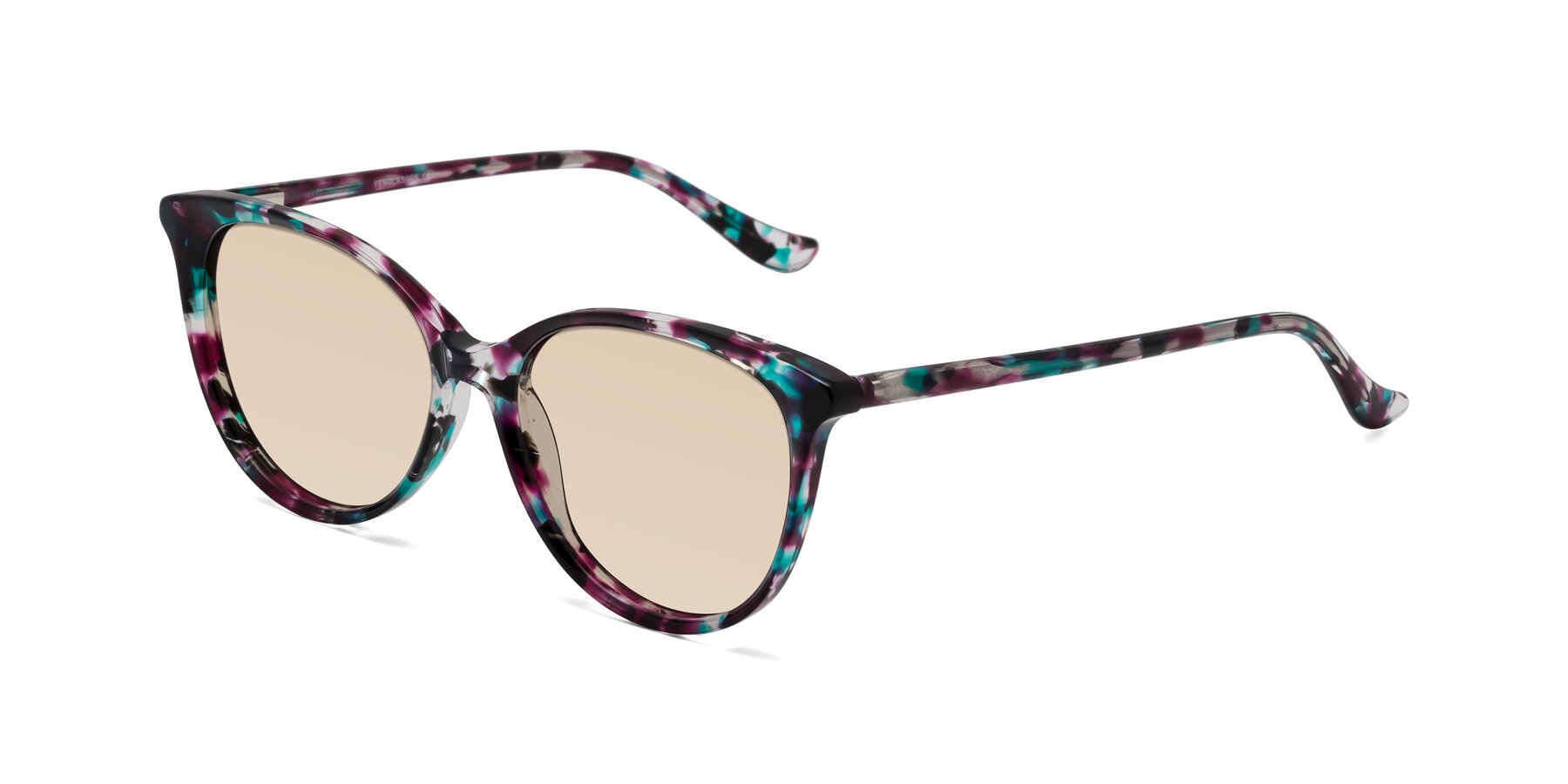 Angle of Maria in Floral Tortoise with Light Brown Tinted Lenses